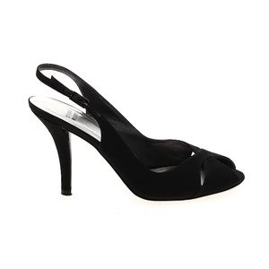 Stuart Weiztman Heels, Women Size 8 1/2 Black Sued, 4.25” heel. Medium Width.